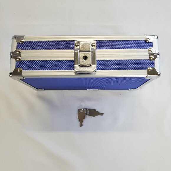 Vaultz Locking Supplies Pencil Box Carrying Case Blue Silver - Picture 7 of 9